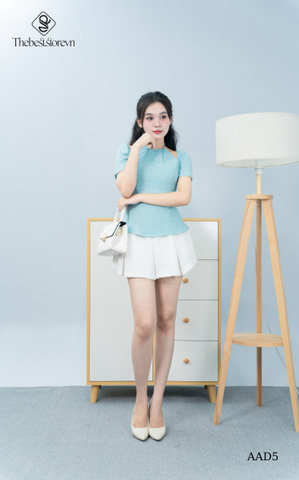 Áo xốp gân cổ yếm cut chun vai