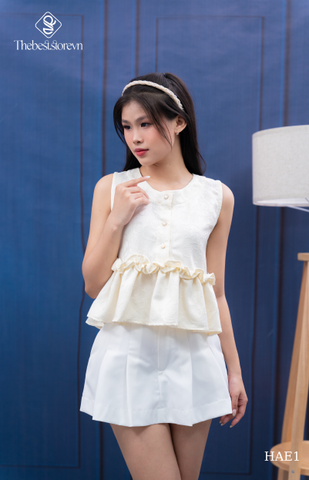 Áo gấm babydoll bèo line nút ngọc