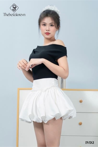 Chân váy tùng bí xòe thắt dây hông