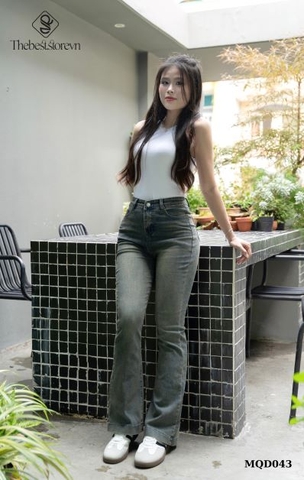 Quần jean dài loe wash bụi MQD043 cá tính