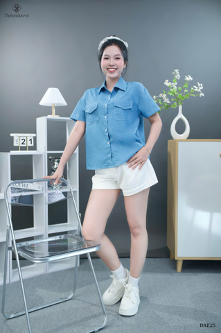 Sơ mi denim chỉ nổi