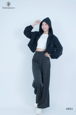Áo khoác dù crop 2 túi trước