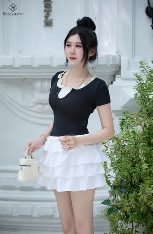 Chân váy thun xòe 4 tầng