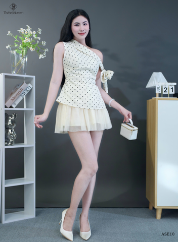 Set áo lệch vai, cv lưới