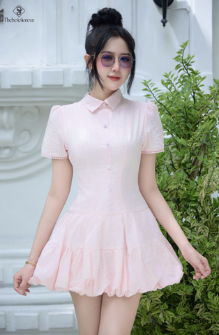Đầm tùng phồng xô hạt tay ren