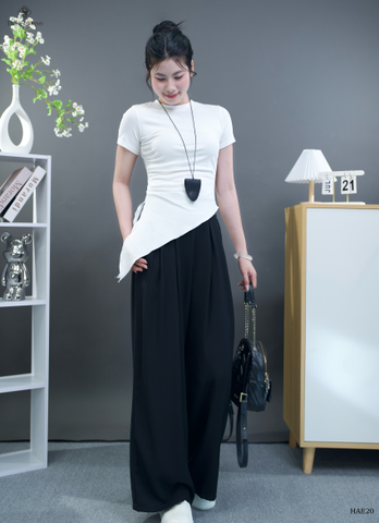 Áo thun lụa vạt xéo