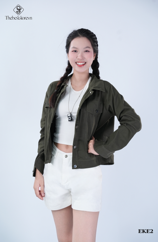 Khoác kaki lửng 2 túi nắp