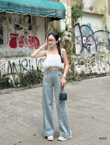 Quần jean ống đứng line dọc