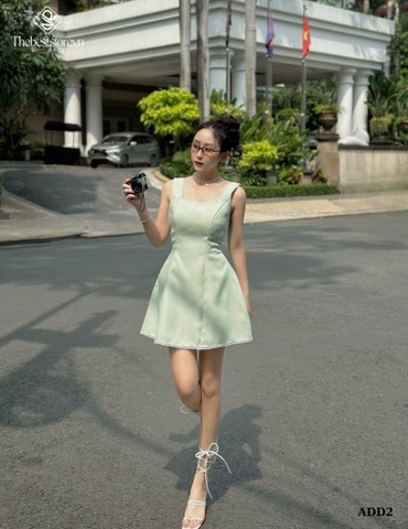 Đầm bố A 2 dây viền ren trắng ADD2 đơn giản, tinh tế