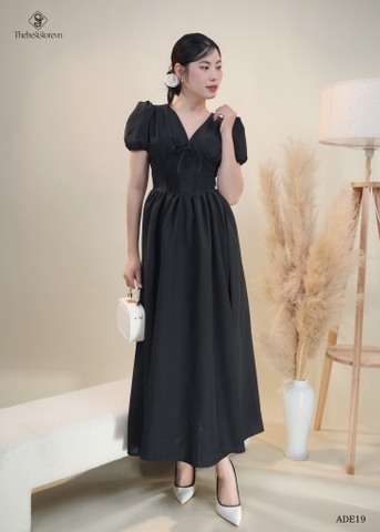 Đầm dài cổ V li eo