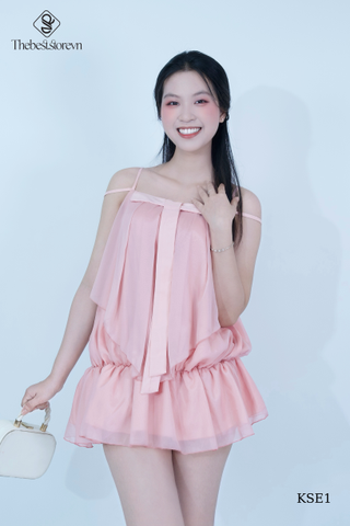 Set đầm vạt xéo chun hông kèm short