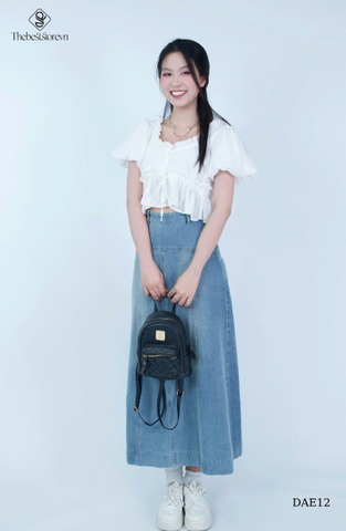 Áo crop tay phồng bèo eo