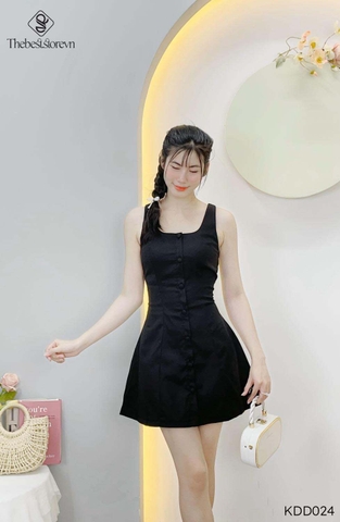 Đầm A kaki nút bọc KDD024