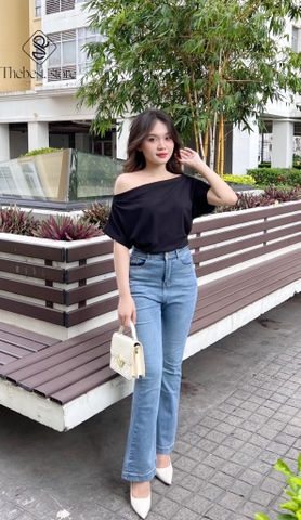 Quần jean loe trơn line to MQD028
