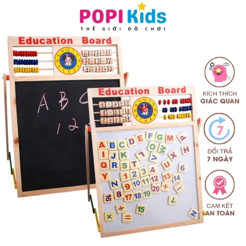 Bảng EDU Học Ghép Số Và Chữ 2 Mặt Cho Bé, Tặng Kèm Bộ Chữ Số Bằng Nam Châm Giúp Bé Học Vừa Chơi Vừa Học- POPIKIDS