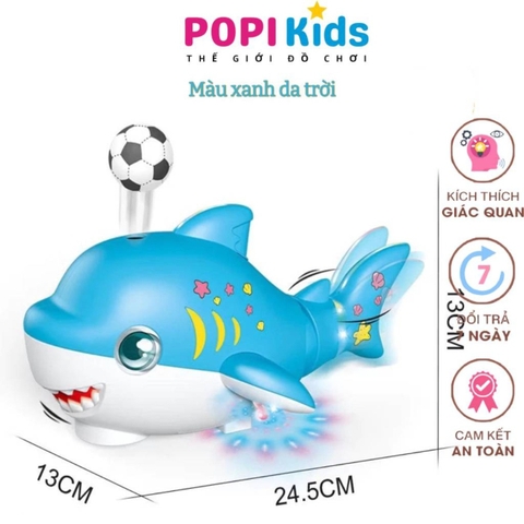 Đồ Chơi Cá Mập Thổi Bóng Có Nhạc Và Đèn LED Vui Nhộn Cho Bé, Giúp Bé Nâng Cao Kỹ Năng Tập Bò- POPIKIDS