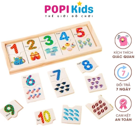 Thẻ Học Đếm Số Thông Minh Bằng Gỗ Cho Bé Giúp Phát Triển Tư Duy Và Kỹ Năng Cơ Bản -POPIKIDS