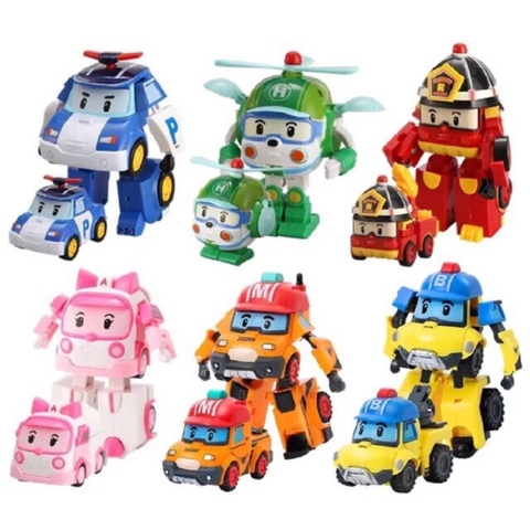 Hộp 6 Thành Viên Biệt Đội Robocar Poli Biến Hình Thành Máy Bay Và Robot Cho Bé Thỏa Sức Vui Chơi -POPIKIDS