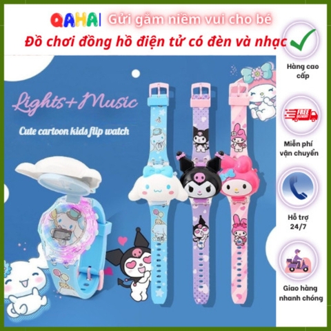 Đồng Hồ Hoạt Hình Cho Bé Trai Bé Gái Có Đèn Xem Giờ Kuromi Dạ Quang Và Âm Nhạc Giai Điệu Cinnamoroll -POPIKIDS