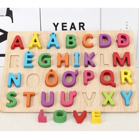 Bảng Chữ Cái Tiếng Việt Bằng Gỗ Nổi Cho Bé, Có Số Và Hình, Kích Thước 30x22cm, Giúp Phát Triển Tư Duy- POPIKIDS