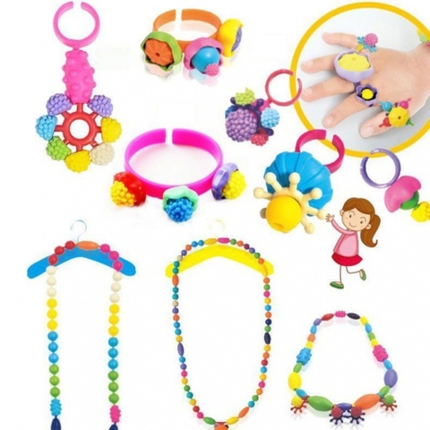 Đồ Chơi Lắp Ghép Xâu Hạt 550 Chi Tiết Cho Bé Thoả Sức Sáng Tạo Tập Làm Bờm, Vòng Tay, Nhẫn Và Trang Sức -POPIKIDS