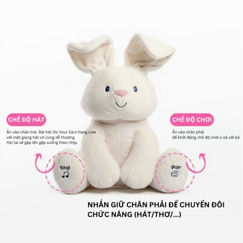 Thú Bông Ú Òa – Thỏ Trắng Ú Òa Có Nhạc, Đồ Chơi Mềm Mại Đáng Yêu Cho Bé -POPIKIDS
