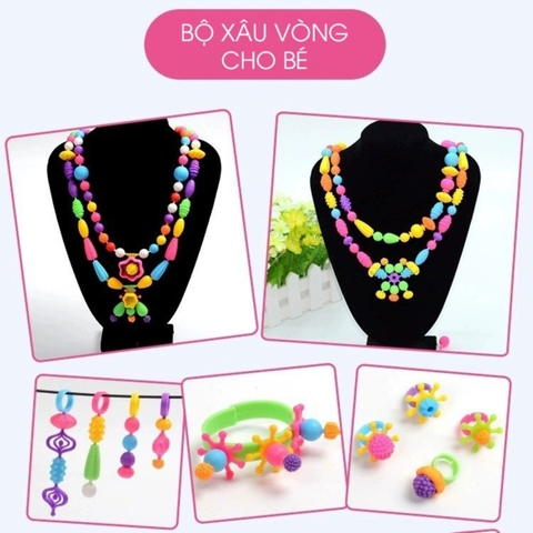 Đồ Chơi Lắp Ghép Xâu Hạt 550 Chi Tiết Cho Bé Thoả Sức Sáng Tạo Tập Làm Bờm, Vòng Tay, Nhẫn Và Trang Sức -POPIKIDS
