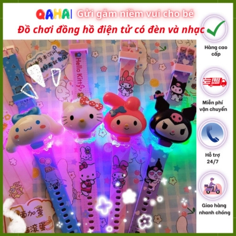 Đồng Hồ Hoạt Hình Cho Bé Trai Bé Gái Có Đèn Xem Giờ Kuromi Dạ Quang Và Âm Nhạc Giai Điệu Cinnamoroll -POPIKIDS