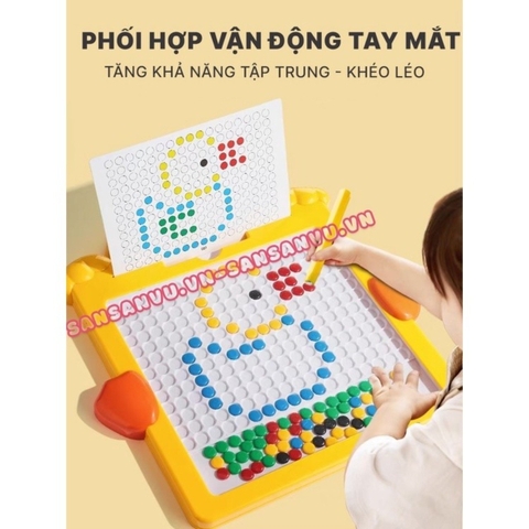Đồ Chơi Bảng Vẽ Nam Châm Từ Tính Nút Hạt Tròn Kèm Bút Và Mẫu Hình Vịt, Gấu – Phát Triển Sáng Tạo Cho Bé- POPIKIDS