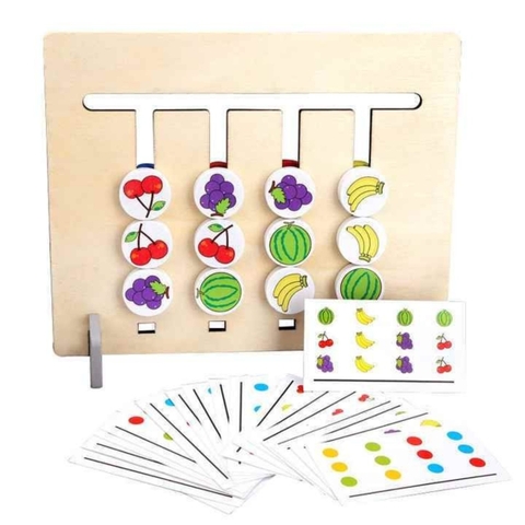 Bộ Trò Chơi Toán Học Tư Duy Logic 4 Màu Theo Thẻ Bằng Gỗ Cho Bé - Bộ Trò Chơi Montessori Four Color Game -POPIKIDS