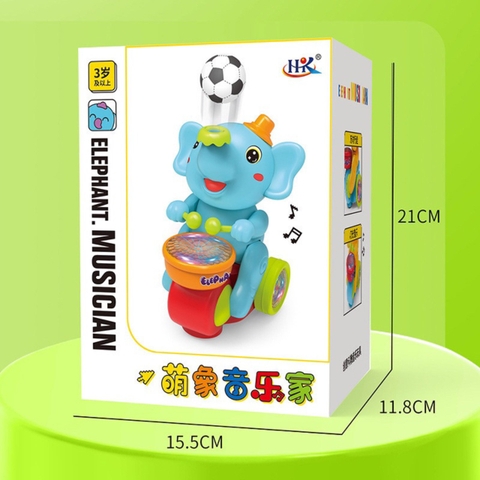 Đồ Chơi Con Voi Đánh Trống Thổi Bóng Kèm Đèn Nhạc, Xe Con Voi Làm Xiếc Thổi Bóng Vui Nhộn Cho Bé, Phát Triển Kỹ Năng- POPIKIDS