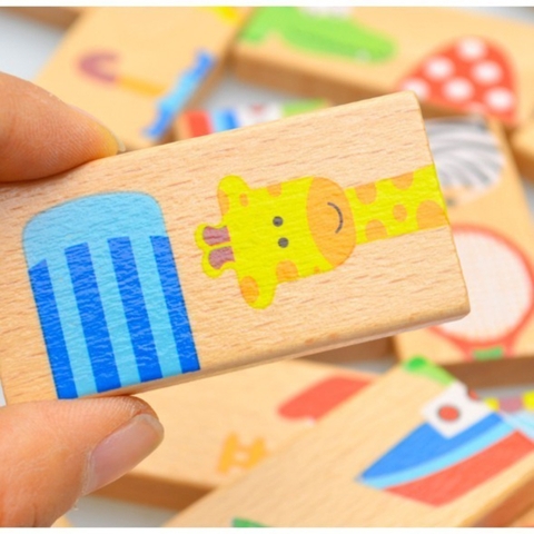 Bộ Domino Ghép Hình Nối Tiếp Gỗ Đẹp 28 Chi Tiết Giúp Bé Phát Triển Tư Duy Tăng Cường Và Khéo Léo -POPIKIDS