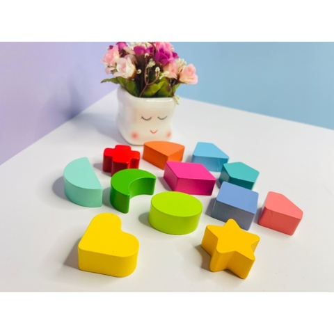 Đồ Chơi Gỗ Hộp Thả Hình Đập Bóng Hình Khối & Màu Sắc- Đồ Chơi Montessori Thông Minh Cho Bé- POPIKIDS