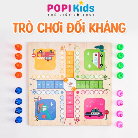 Boardgame Gỗ 2in1 Lala, Cờ Caro & Cờ Cá Ngựa | Đồ Chơi Tư Duy Logic Cho Bé, Thương Hiệu Lalala Baby