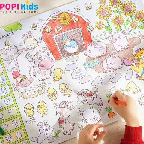 Cuộn Tranh Tô Màu Dán Tường Cho Bé Lalala Baby – Dài 3m, Kèm Kéo An Toàn, Không Bong Tường