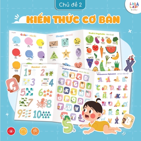 Bảng gấp thông thái Lalala baby đồ chơi nhiều chủ đề thú vị - Song ngữ Anh Việt