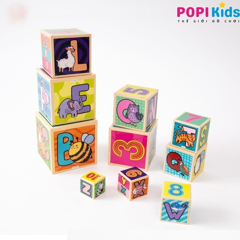 [Tháp Xếp Chồng] Đồ chơi hình khối xếp tầng cho bé 1-7 tuổi - 10 hộp phát triển tư duy | Lalala Baby