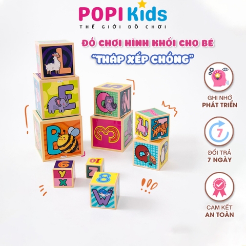 [Tháp Xếp Chồng] Đồ chơi hình khối xếp tầng cho bé 1-7 tuổi - 10 hộp phát triển tư duy | Lalala Baby