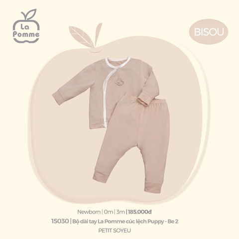 (NB-3M) LP - Bộ Dài Tay La Pomme Cúc lệch Puppy - Be Puppy