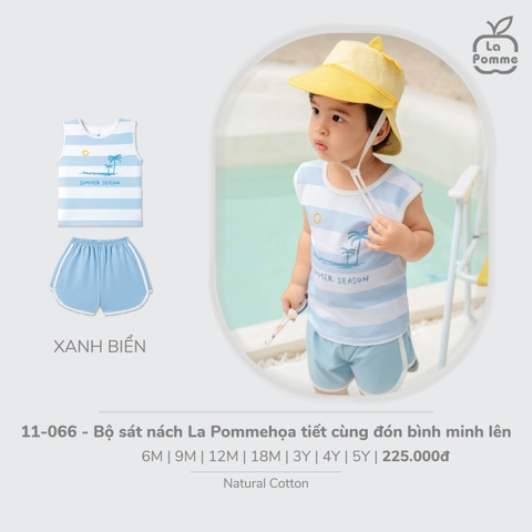 (6M-4Y) LP G20 - Bộ sát nách La Pomme họa tiết cùng đón bình minh lên - Xanh biển