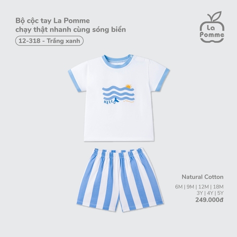 (6M-4Y) LP G20 - Bộ cộc tay La Pomme chạy thật nhanh cùng sóng biển - Trắng Xanh
