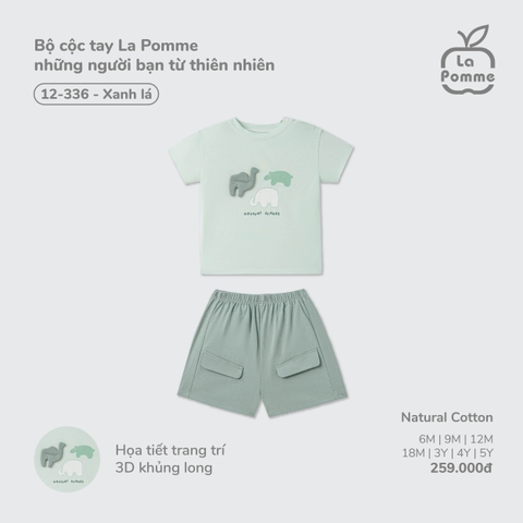 (6M-4Y) LP G20 - Bộ cộc tay La Pomme những người bạn từ thiên nhiên - Xanh lá
