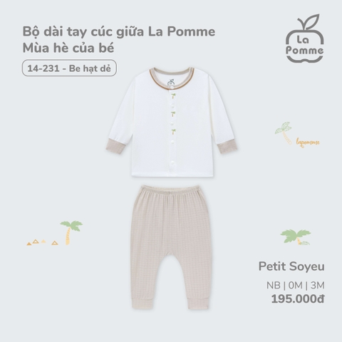 (NB-3M) LP - Bộ dài tay cúc giữa La Pomme Mùa hè của bé - Be