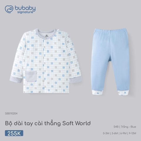 (0M-9M) BU - Bộ dài tay cài thẳng Soft World - SBB110204