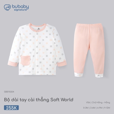 (0M-9M) BU - Bộ dài tay cài thẳng Soft World - SBB110204