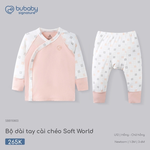 (NB-3M) BU - Bộ dài tay cài chéo Soft World - SBB110803