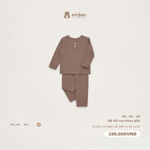 EMBES - Bộ dài tay khuy gấu - 26-K4-24
