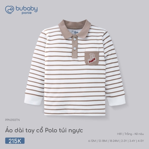 (6M-4Y) BU - Áo dài tay cổ Polo Túi ngực Bu Bu - PPN3103TN