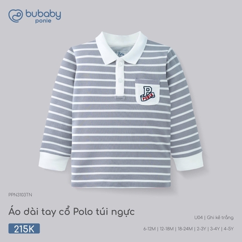 (6M-4Y) BU - Áo dài tay cổ Polo Túi ngực Bu Bu - PPN3103TN
