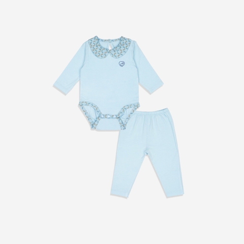 (1M-9M) BU - Bộ Body chip dài tay cổ Peterpan kèm quần cạp cao Bambus Iconic 1 BBB1103CE - Blue
